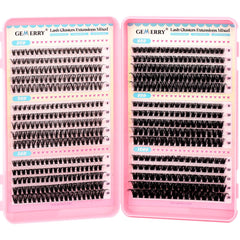 Gemerry 565Pcs lash clusters 30D curl for natural daily enhancement.