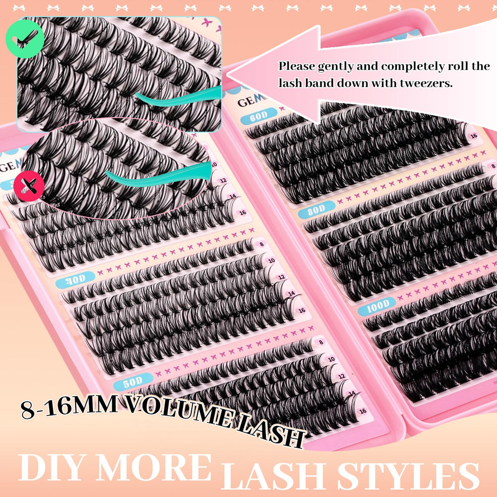 Gemerry multi-length lash clusters mix 8-16mm for blending.