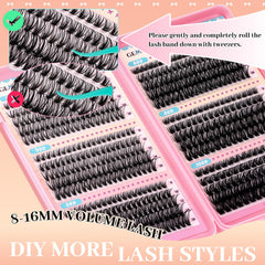 Gemerry multi-length lash clusters mix 8-16mm for blending.