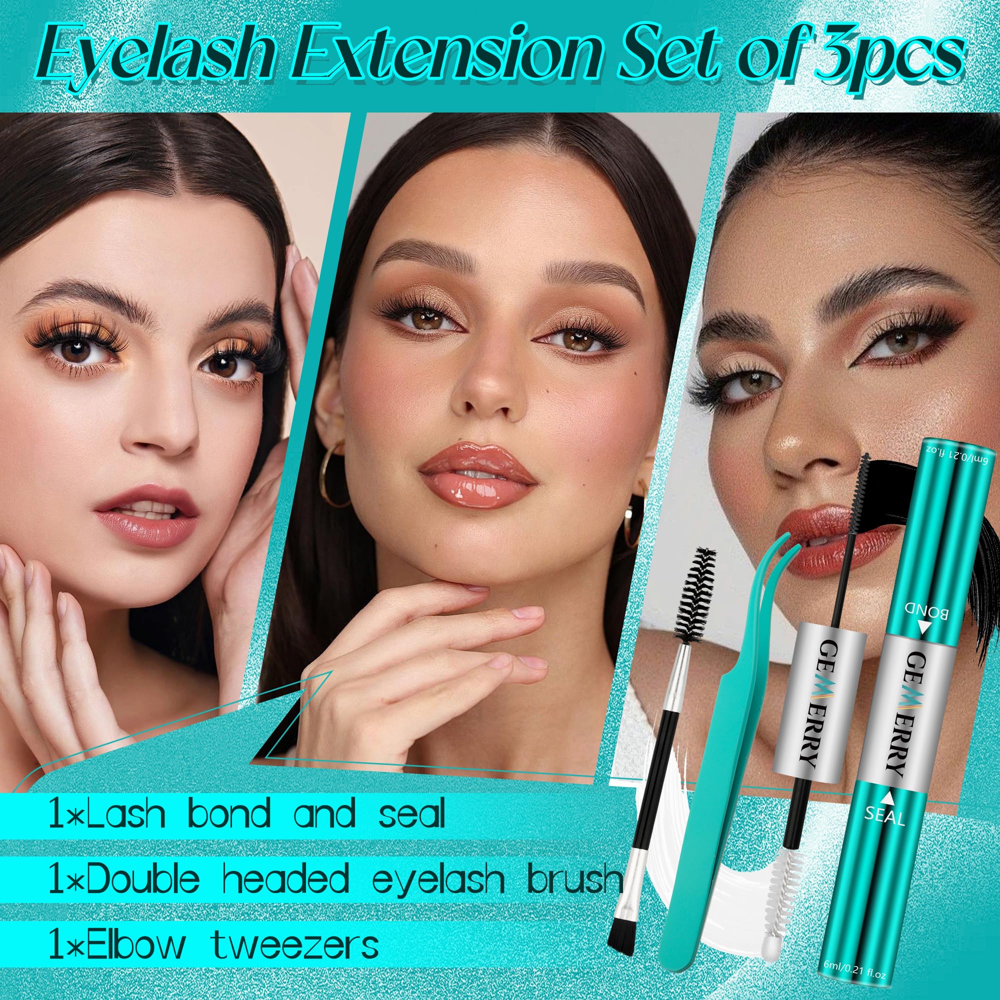 GEMERRY lash bond and seal tweezers provide precise placement for natural-looking clusters
