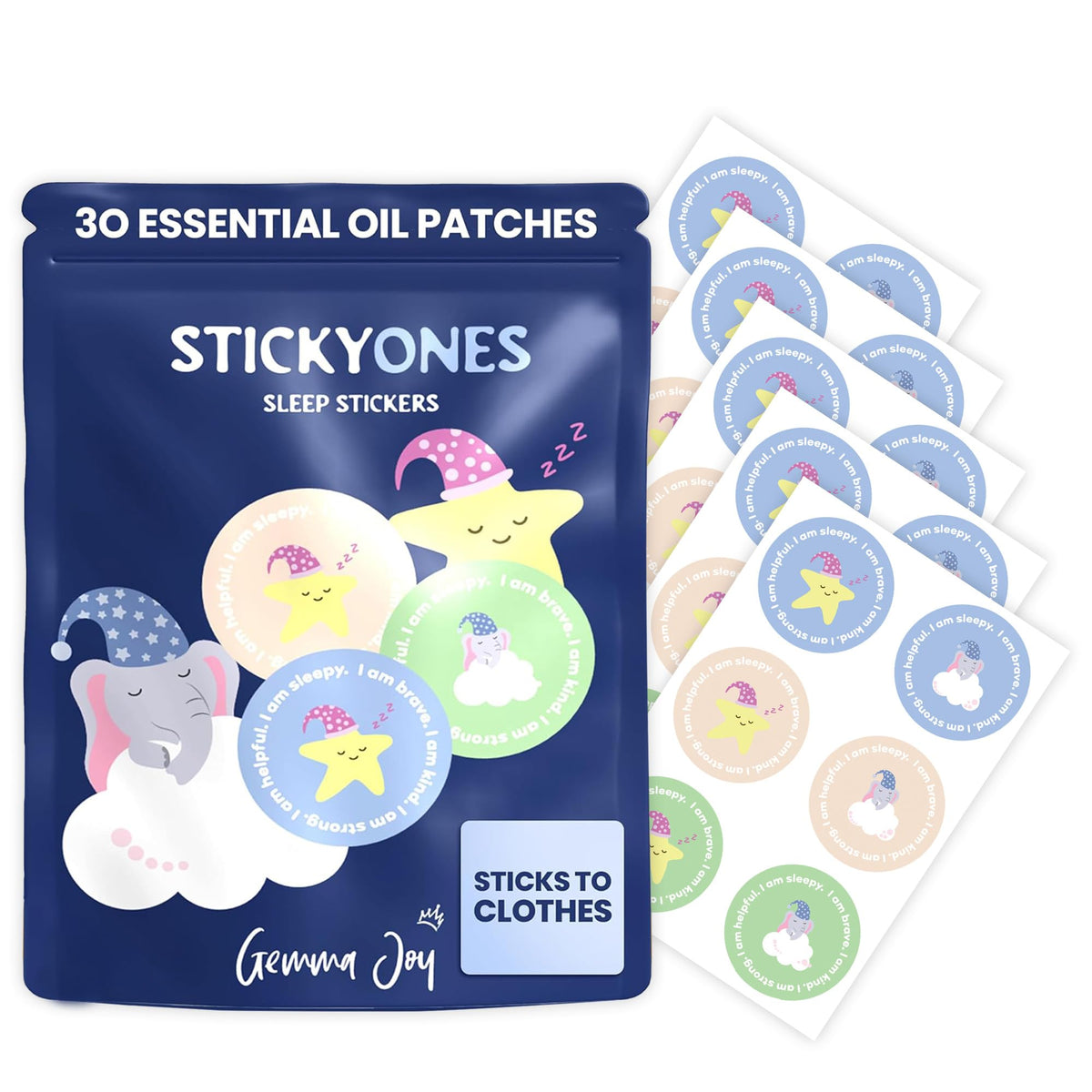 Gemma Joy StickyOnes Sleep Patches for Kids 30 Pack front packaging
