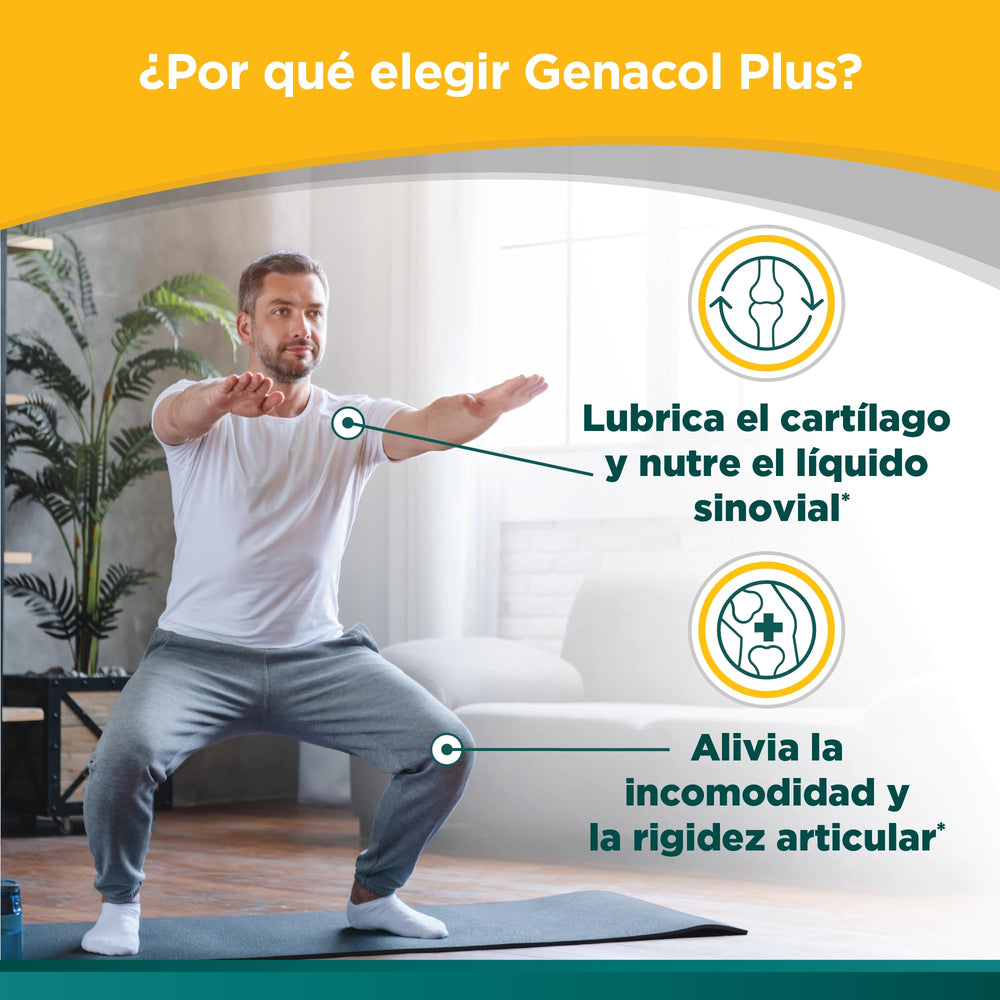 Genacol bottle on counter suggests easy accessibility for ongoing support.