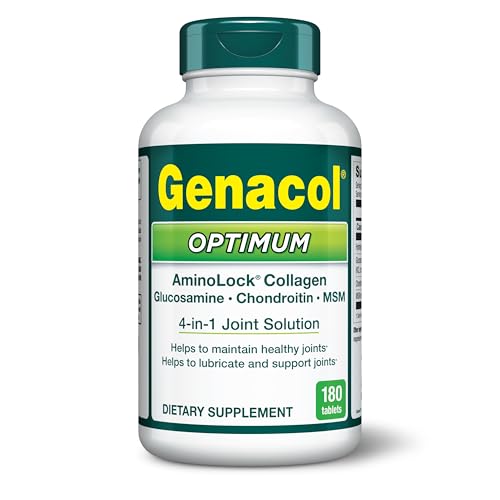 Genacol Optimum bottle with 180-count tablets showing label