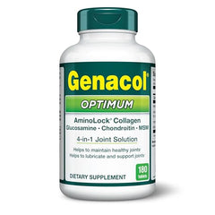 Genacol Optimum tablets close-up highlighting easy-to-swallow capsules