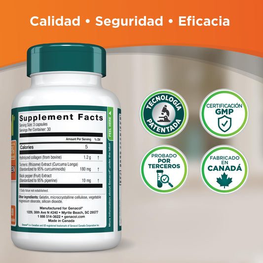 Genacol label highlighting AminoLock Collagen and BioPerine