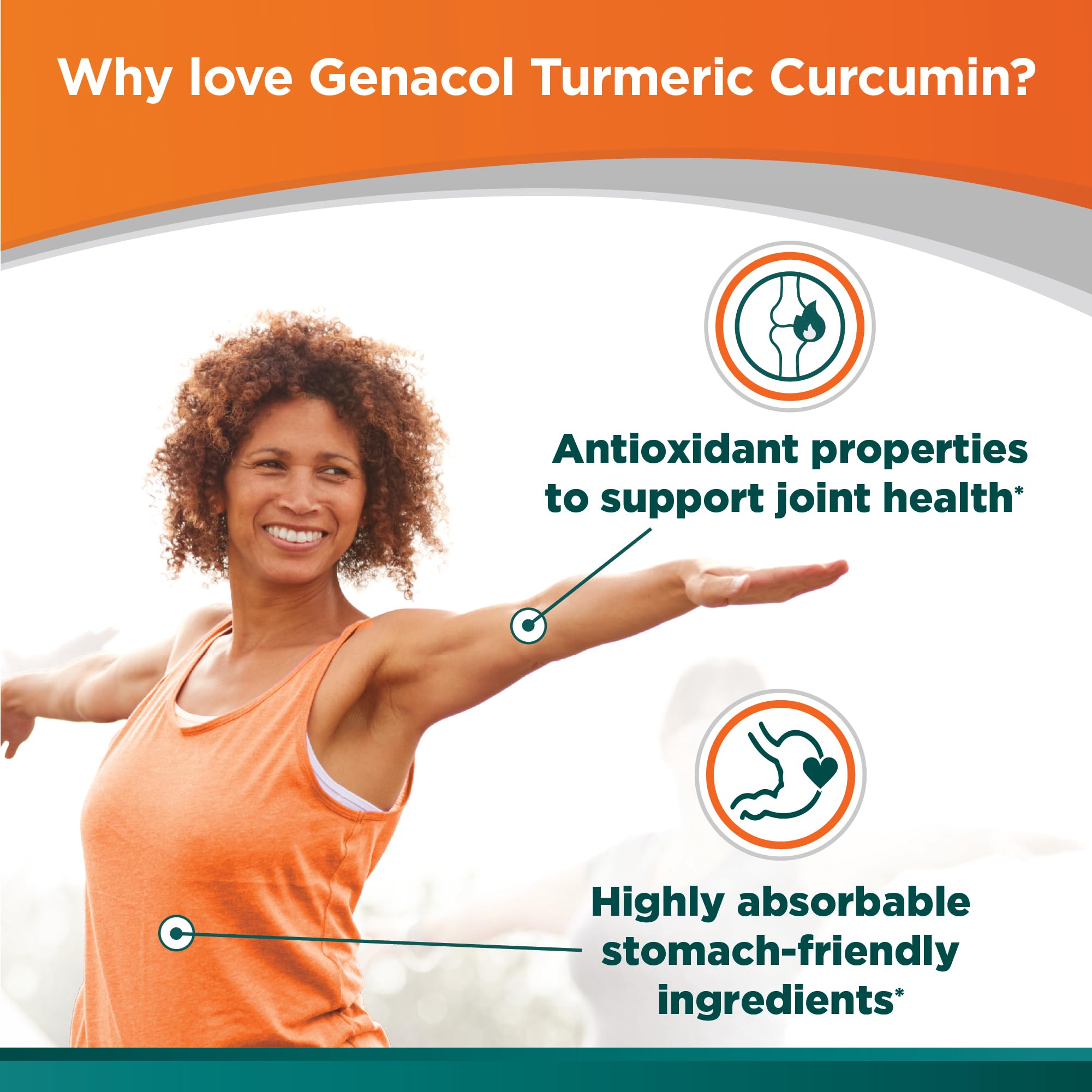 Genacol Turmeric Curcumin bottle with joint support focus