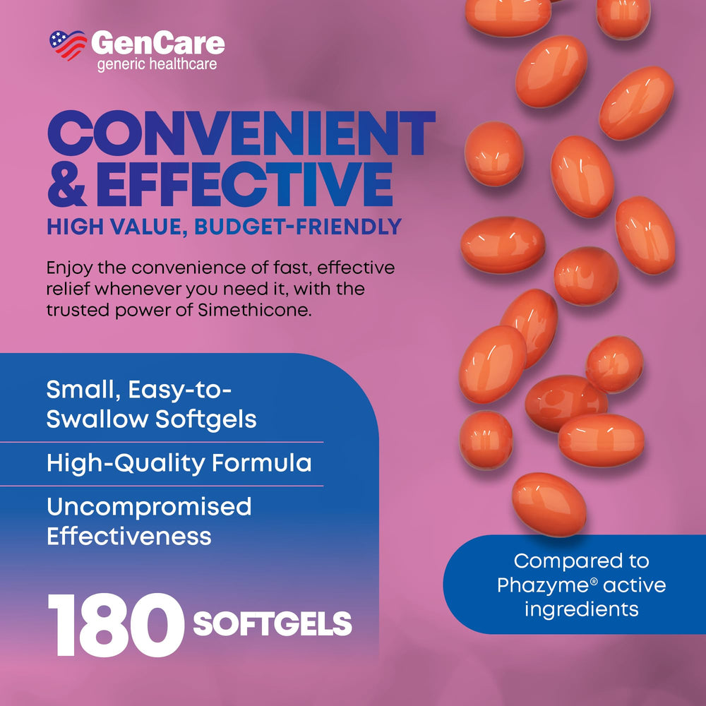 GenCare anti-flatulence softgels in blister pack for on-the-go relief