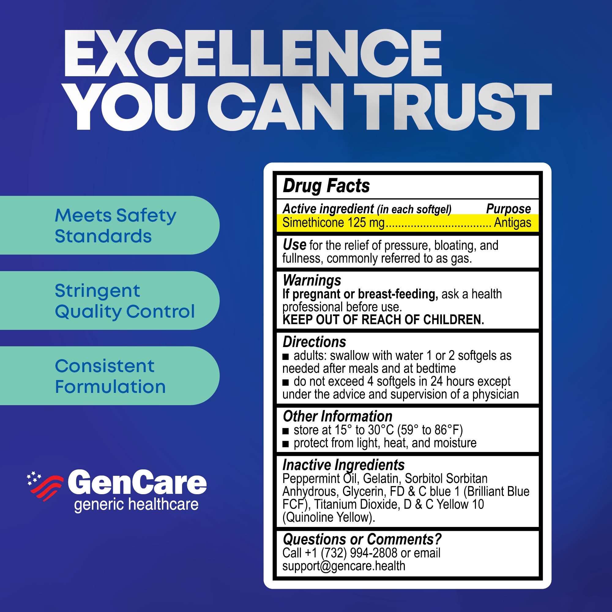 GenCare bottle stored in a kitchen cabinet reflecting sensible storage guidance.