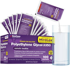 GenCare PEG 3350 powder travel packets for on-the-go occasional relief.