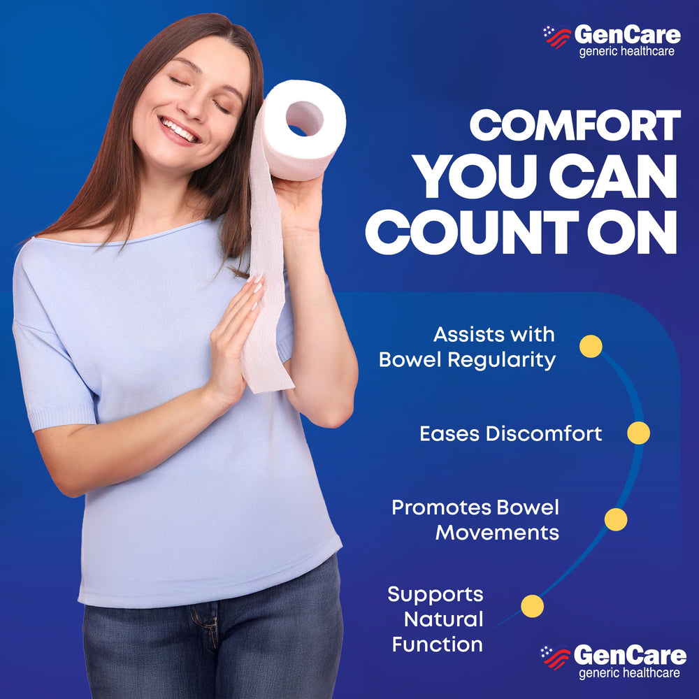 GenCare Senna family packaging emphasizes safe, accessible laxative for adults and kids