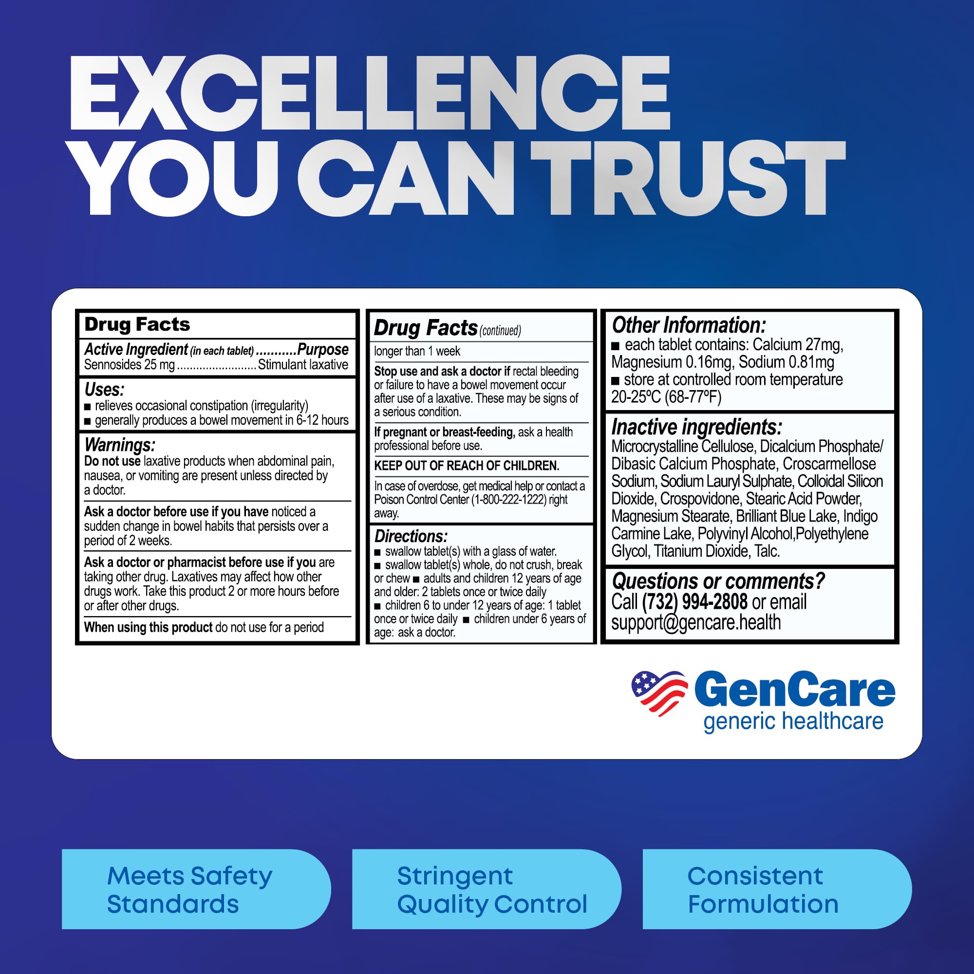GenCare label-detail on 100-count bottle with 25mg strength.