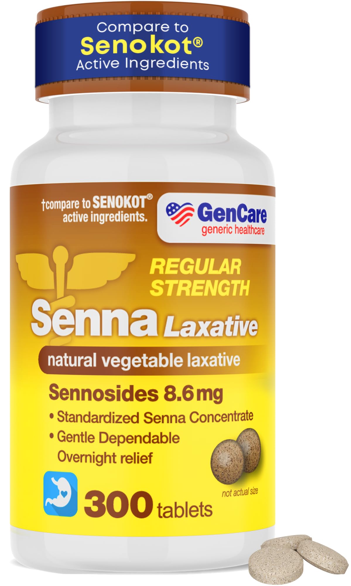 GenCare Senna laxative front bottle offering overnight relief and daily regularity