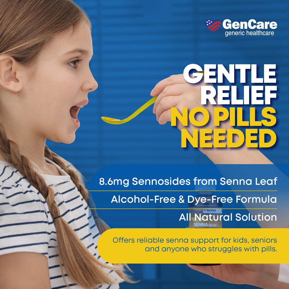 GenCare Senna Syrup dose spoon ready for nighttime dosing and measurement.