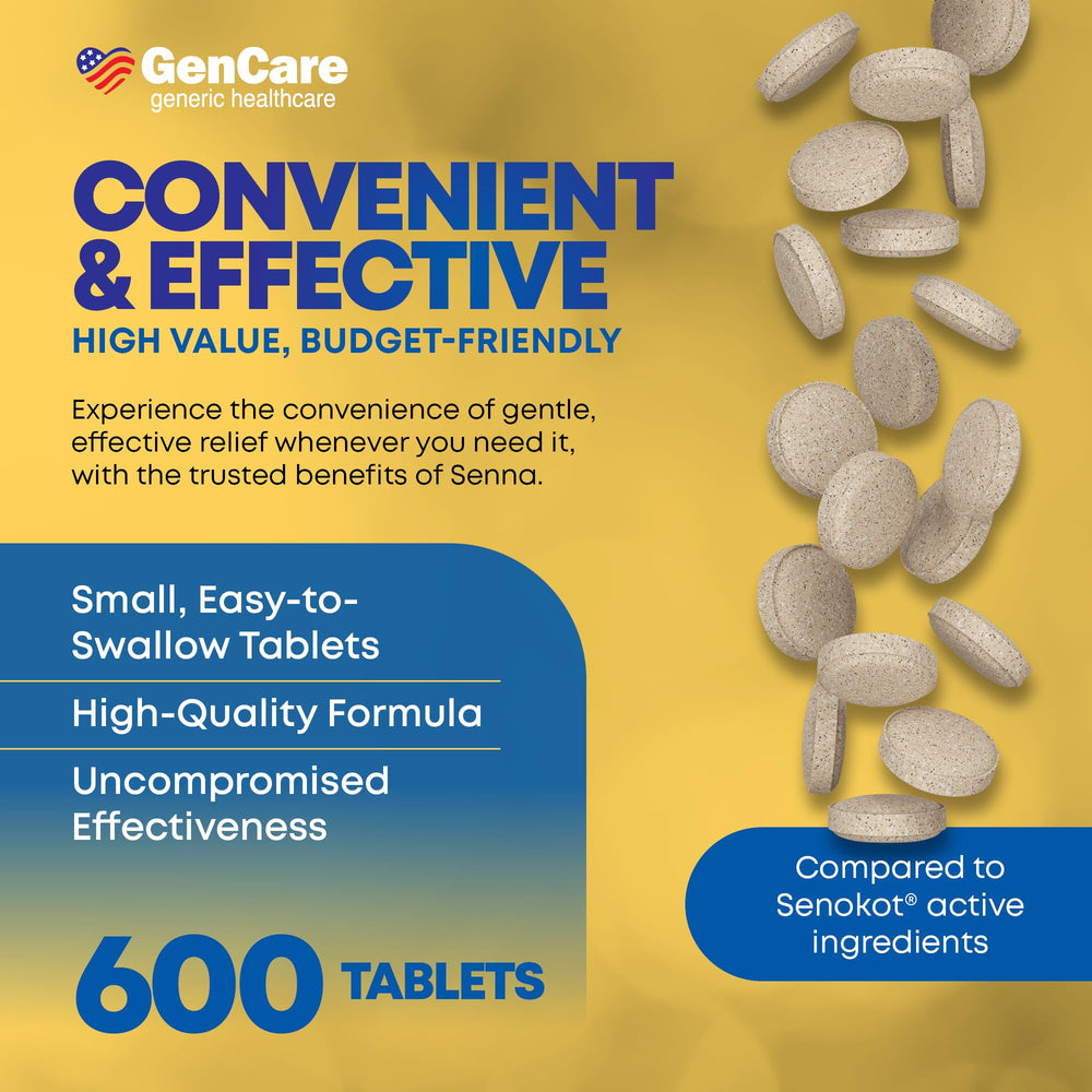 GenCare Senna 600 count bottle front for bulk family use
