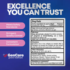 GenCare softgels in hand illustrating quick relief for digestive comfort