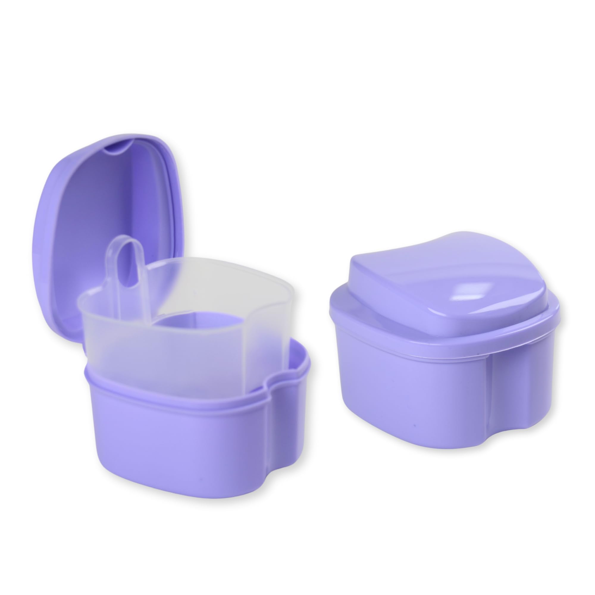 Genco Dental denture box with strainer in purple