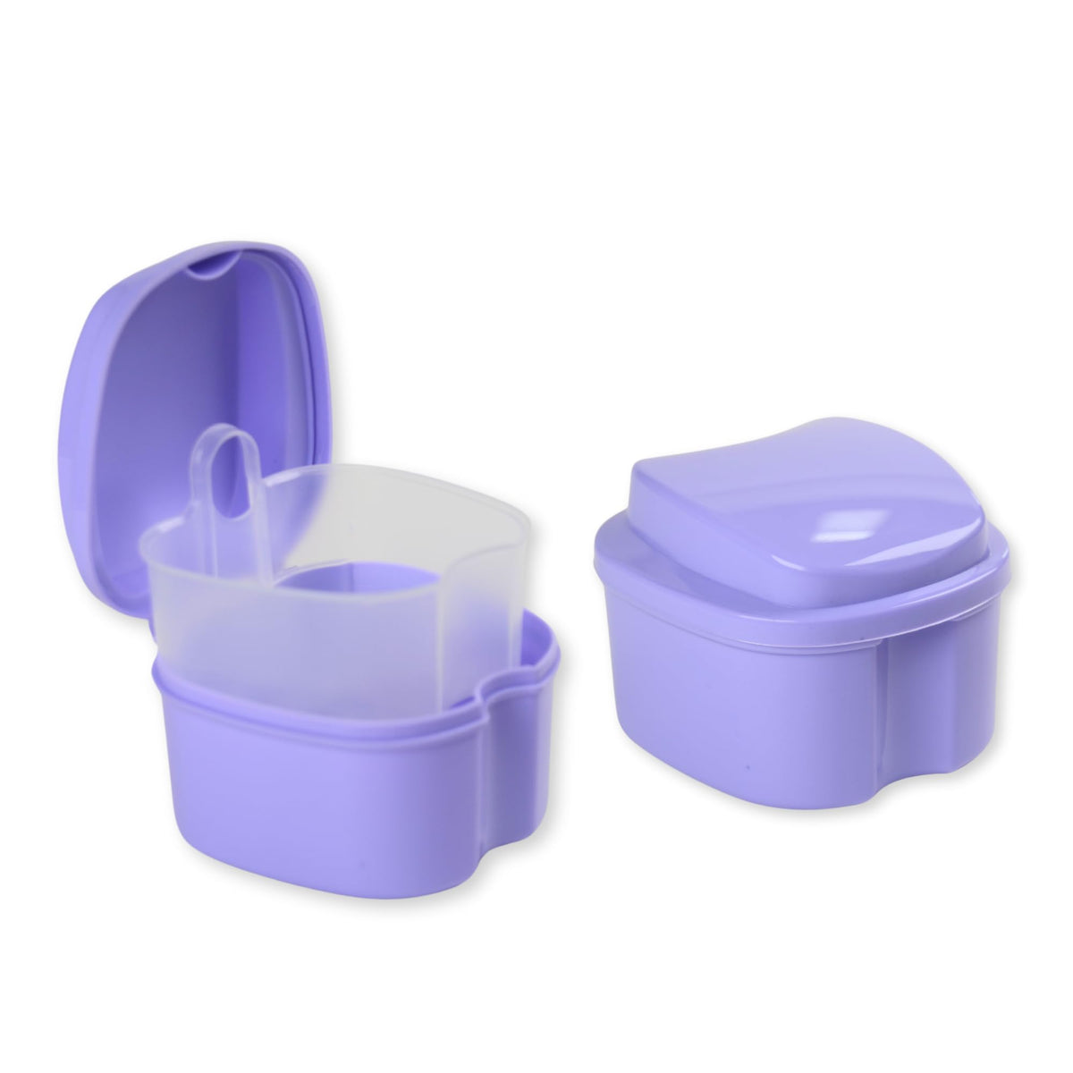 Genco Dental denture box with strainer in purple
