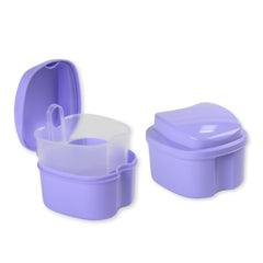 Genco Dental denture box with strainer in purple