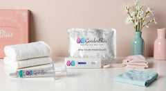GenderBliss kit components and urine sample collection cup