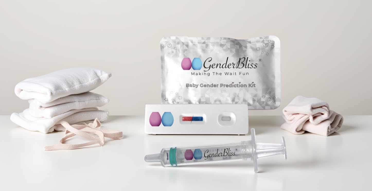 Close-up of non-invasive at-home gender test components