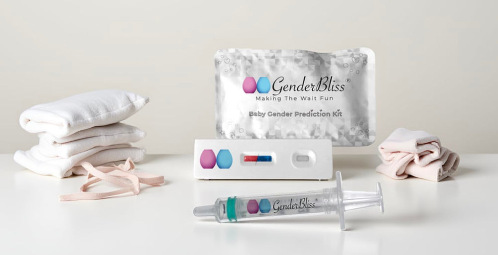 Close-up of non-invasive at-home gender test components