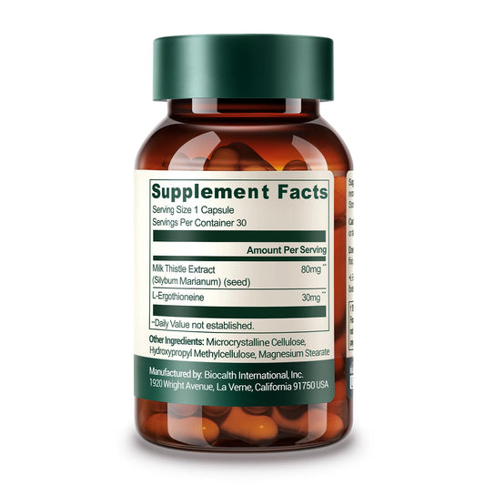 GENEIII bottle with 30 mg Ergothioneine highlight on label