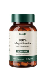 GENEIII Milk Thistle & L-Ergothioneine bottle with product label