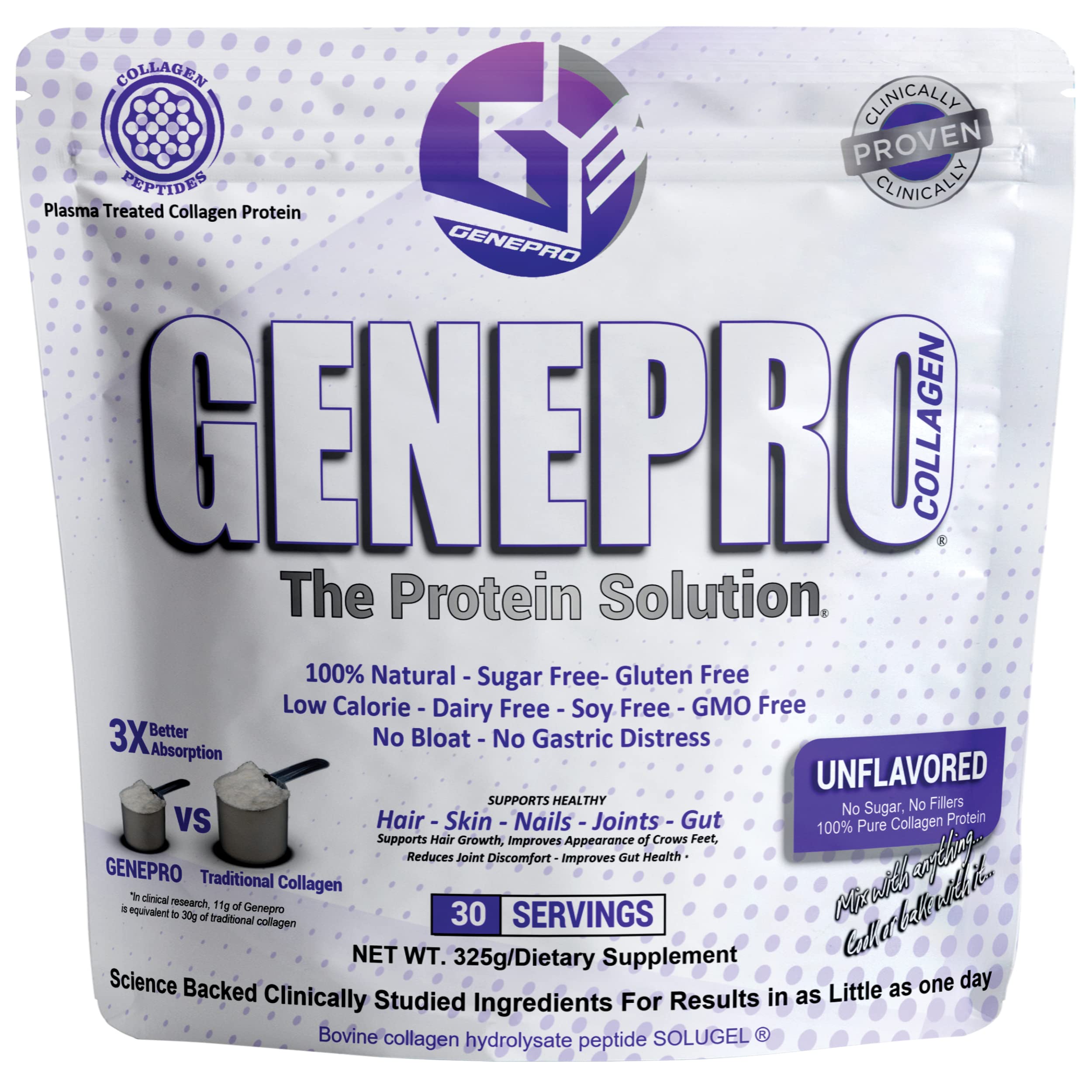 GENEPRO GEN. 3 collagen protein powder, unflavored, 30 servings