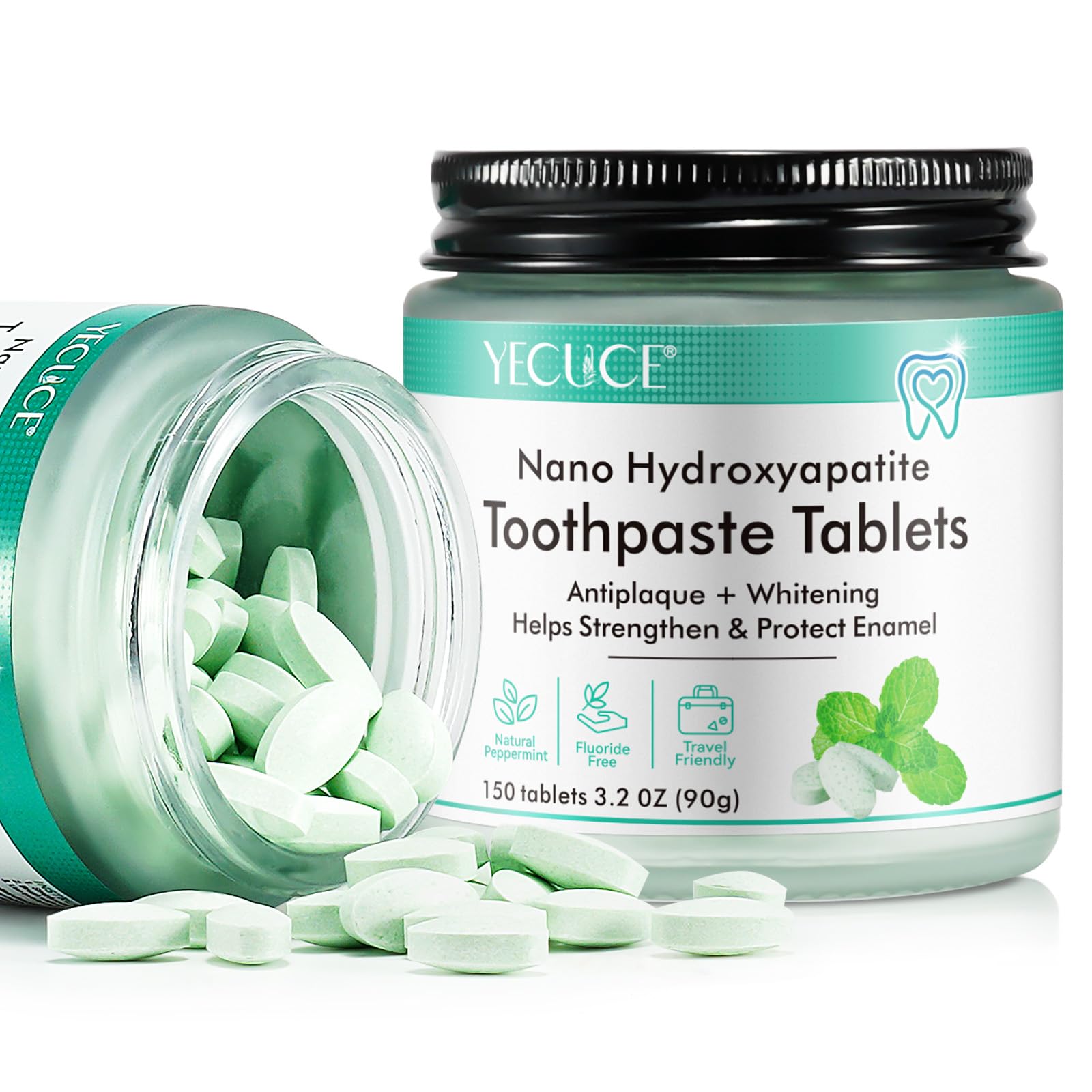 Jar of Generic 150P toothpaste tablets with nano hydroxyapatite