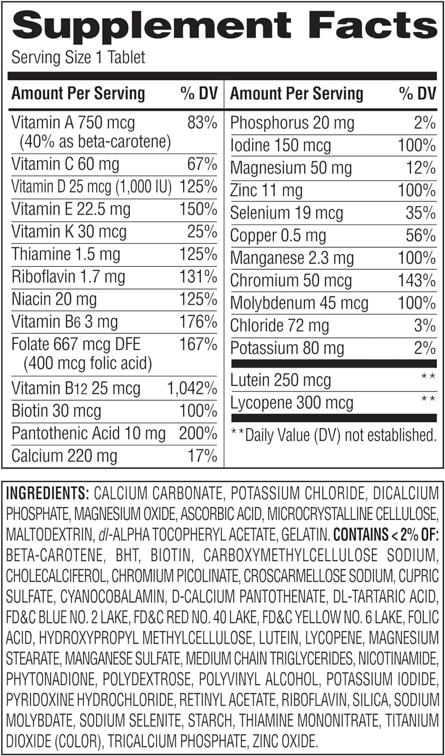 Front packaging of Generic Equate 50+ multivitamin 400 Ct