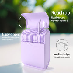 Two mint flavored flossers in a twin line design travel case