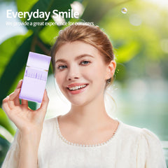 Travel-friendly mint floss case in white/purple
