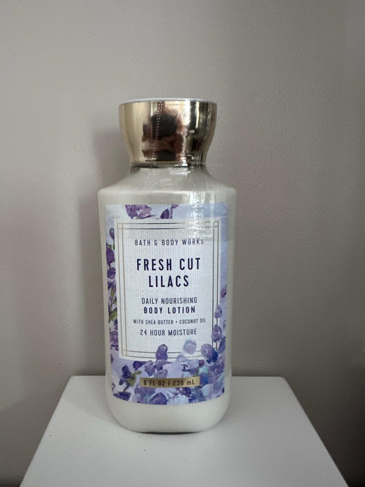 Generic Fresh Cut Lilacs Body Lotion bottle front; moisturizes and refreshes skin.