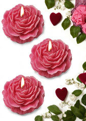 Generic pink peony candle front view for home ambiance and decor