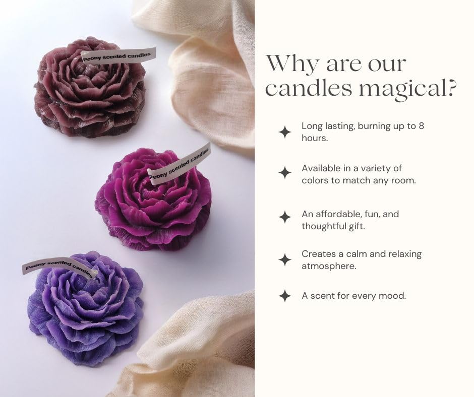 Generic peony candle long burn time enabling extended meditation sessions