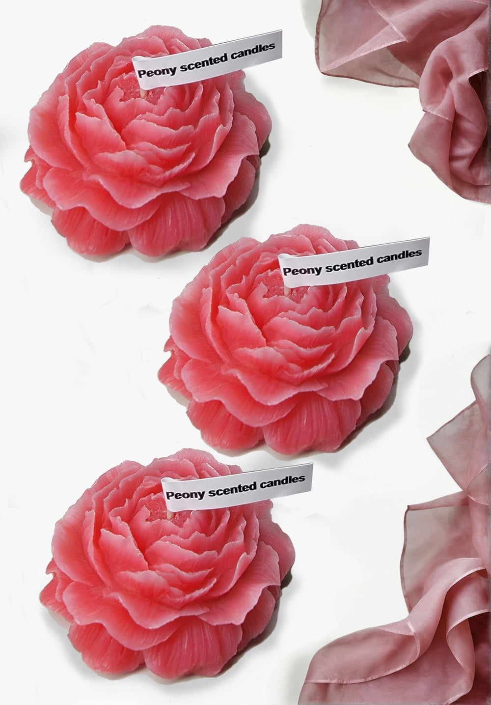 Generic peony candle soy-wax close-up highlighting clean burn and aroma