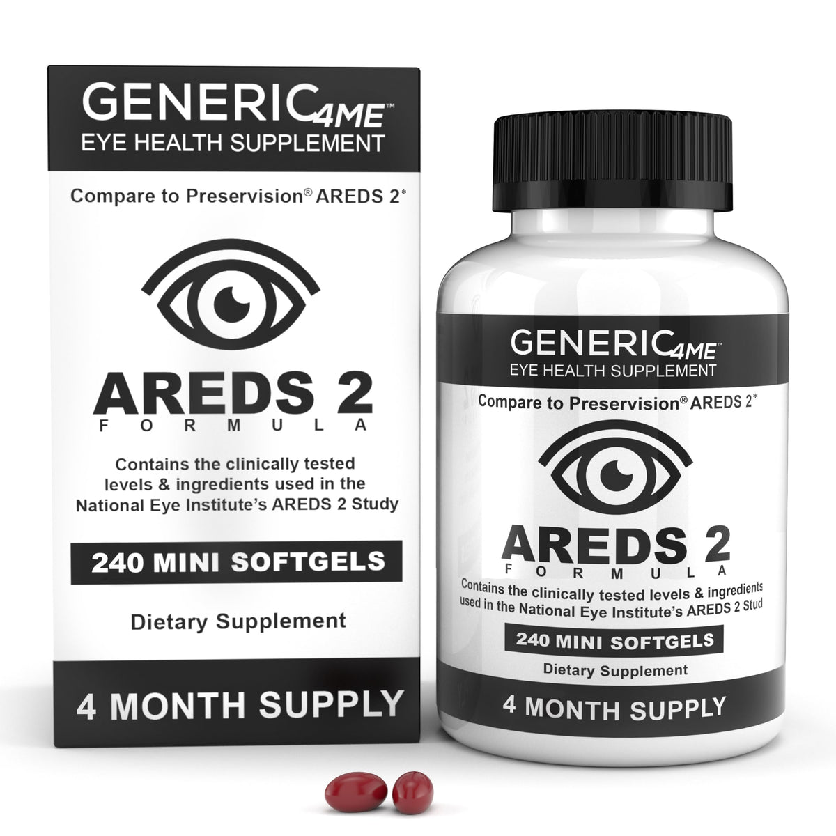Front view of Generic4ME AREDS 2 SoftGels bottle