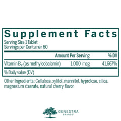 60 cherry-flavored chewable B12 tablets inside bottle