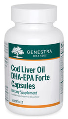 Front view of Genestra Cod Liver Oil DHA-EPA Forte Capsules bottle - 60 softgels