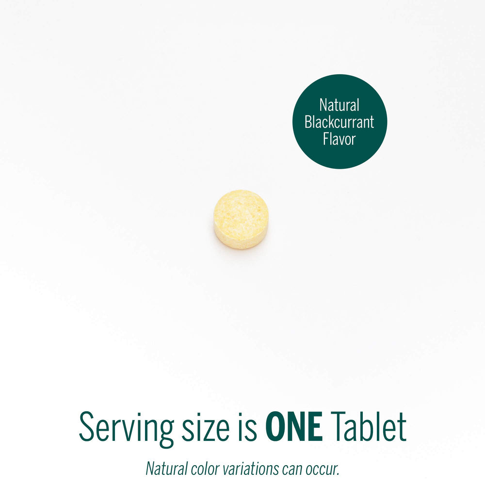 Open bottle showing chewable tablets