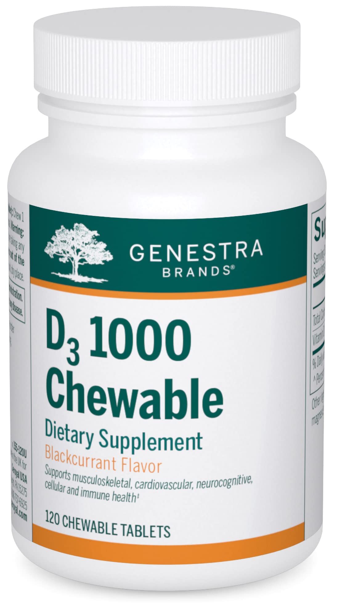 Genestra D3 1000 Chewable bottle label