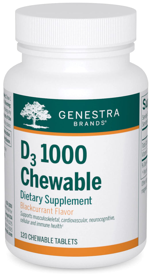 Genestra D3 1000 Chewable bottle label