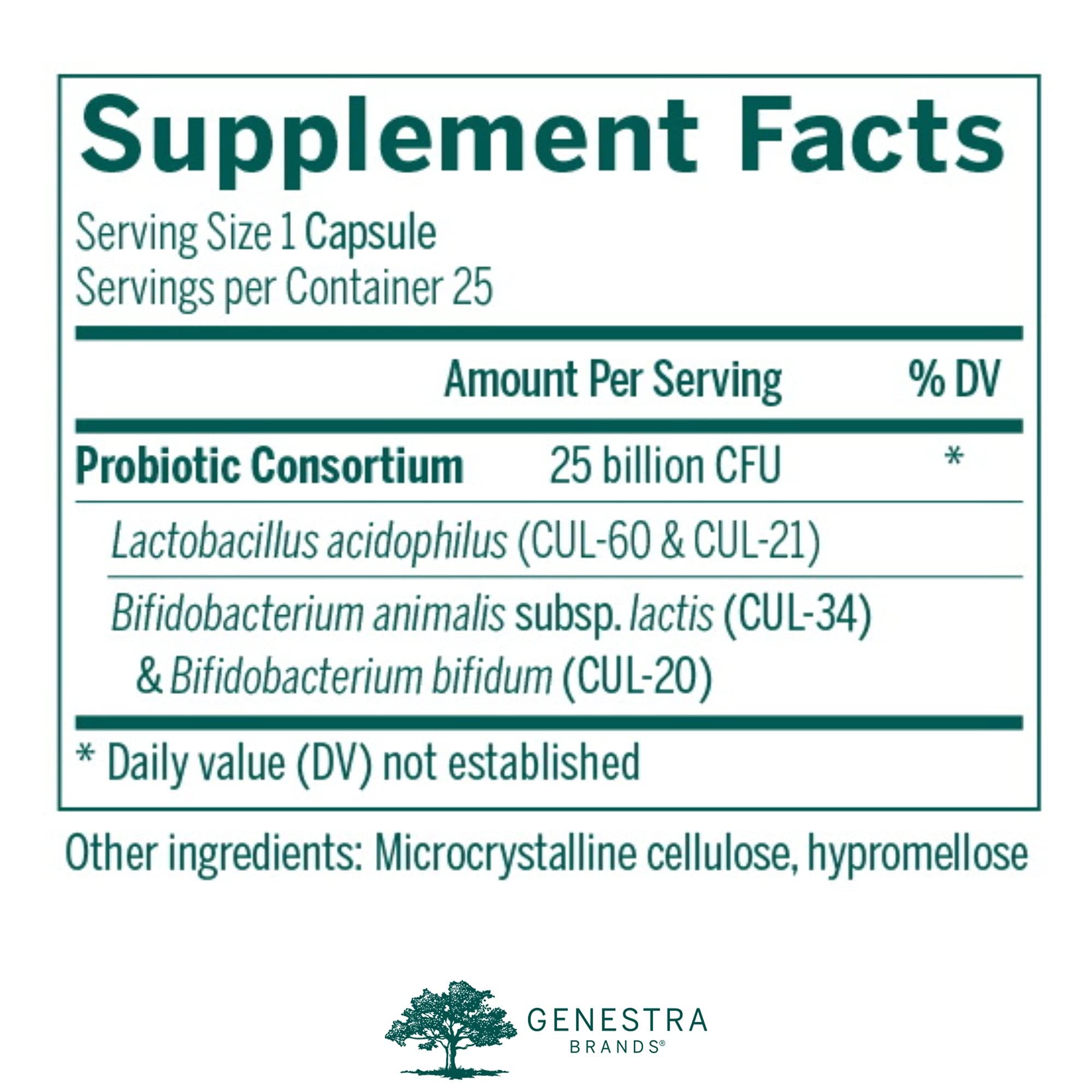 Shelf-stable Genestra probiotic bottle with no refrigeration needed