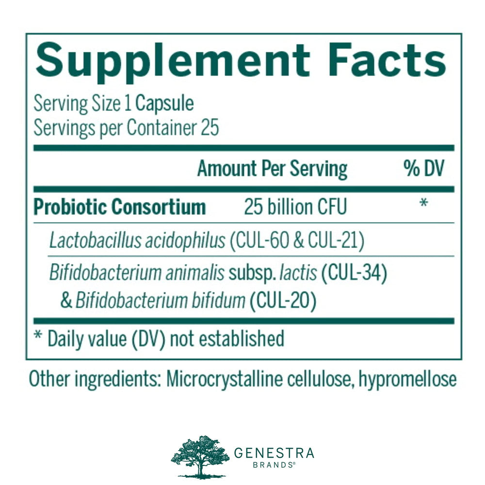 Shelf-stable Genestra probiotic bottle with no refrigeration needed
