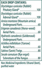 Rabbit pituitary and adrenal ingredients in Genestra HPTP