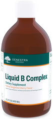 Front view of Genestra Brands Liquid B Complex bottle with Tangerine-Cherry flavor
