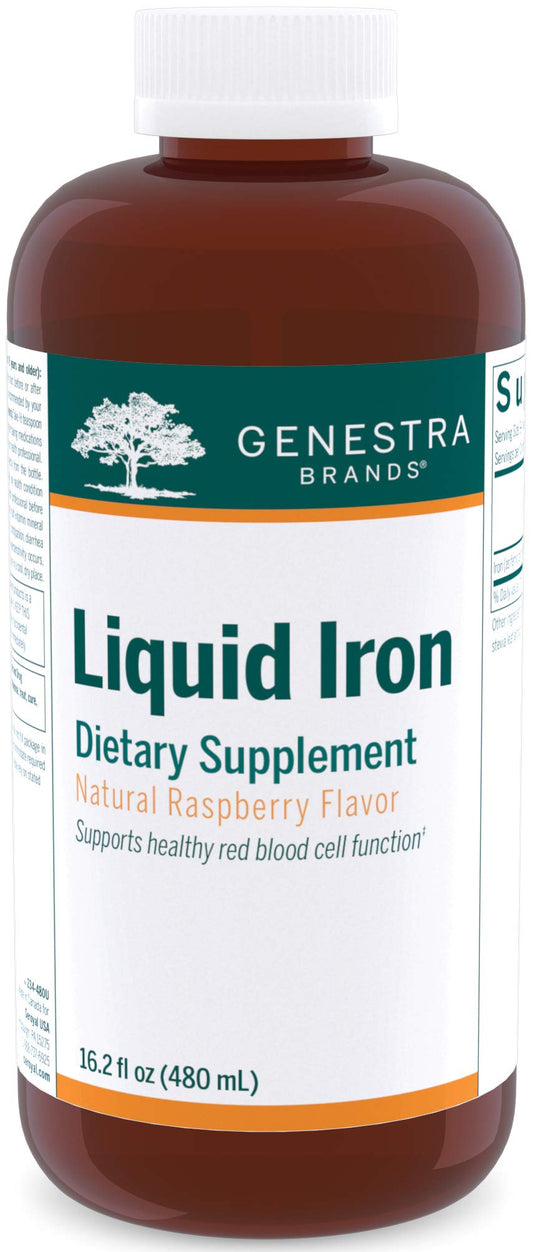 Genestra Liquid Iron Raspberry flavor bottle – front view