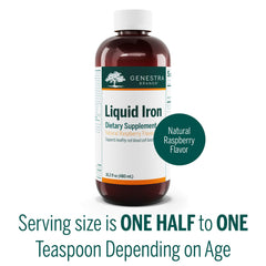 Label close-up for Genestra Liquid Iron Raspberry