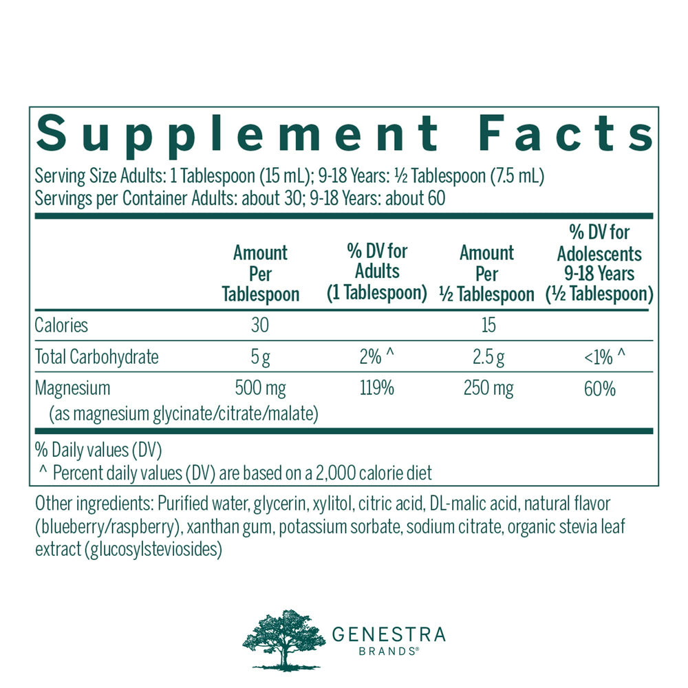 Genestra Magnesium Complex Liquid label close-up