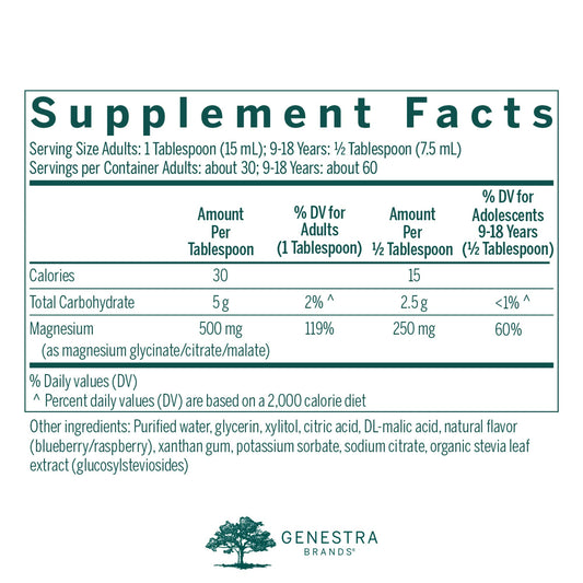 Genestra Magnesium Complex Liquid label close-up